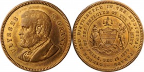 Commemorative Medals

1879 Grant Parade Medal. By George T. Morgan. Julian CM-18. Brass. Mint State.

25.5 mm.

Estimate: $ 100