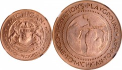 So-Called Dollars

1933 Century of Progress Exposition. Michigan Dollar. HK-473. Rarity-3. Gilt, Reddish. MS-65 RD (NGC).

33 mm.

Ex Jeff Shevl...