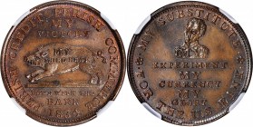 Hard Times Tokens

1834 Running Boar. HT-9, Low-8, DeWitt-CE 1834-9, W-10-210a. Rarity-1. Copper. Plain Edge. MS-64 BN (NGC).

28.5 mm.

From th...