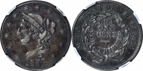 Hard Times Tokens

1837 Liberty - Not One Cent. HT-37, Low-23, W-11-30a. Rarity-4. Copper. Plain Edge. EF-40 BN (NGC).

27.6 mm.

From the Norma...