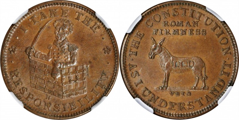 Hard Times Tokens

Undated (1833) I Take the Responsibility. HT-70, Low-51, De...