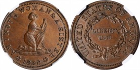 Hard Times Tokens

1838 Am I Not A Woman. HT-81, Low-54, W-11-720a. Rarity-1. Copper. Plain Edge. AU-58 BN (NGC).

28.3 mm.

From the Norman G. ...