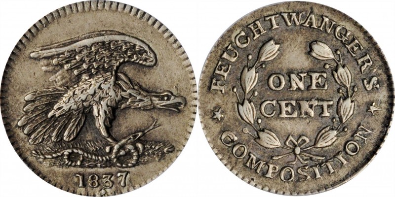 Hard Times Tokens

New York--New York. 1837 Feuchtwanger Cent. HT-268, Low-120...