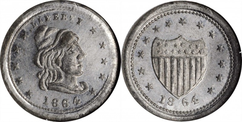Patriotic Civil War Tokens

1864 Conical Cap Head / Shield. Fuld-46/339 e. Rar...