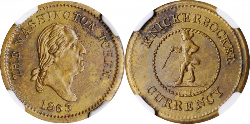 Patriotic Civil War Tokens

1863 Washington Portrait / KNICKERBOCKER CURRENCY....