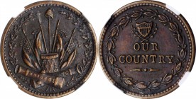Patriotic Civil War Tokens

Undated (1861-1865) OUR COUNTRY / Crossed Cannons, Drum, Flags, Liberty Cap. Fuld-231/352A a. Rarity-1. Copper. Plain Ed...