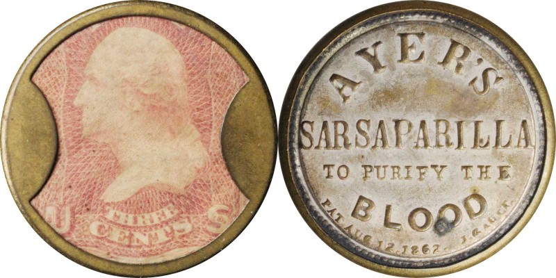 Encased Postage Stamps

1862 Ayer's Sarsaparilla. Three Cents. HB-30, EP-34A, ...