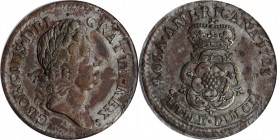 Rosa Americana Penny

1723 Rosa Americana Penny. Martin 2.22-Eb.6, W-1278. Rarity-5. EF-45--Partially Silvered (ANACS).

PCGS# 125.

From the Co...