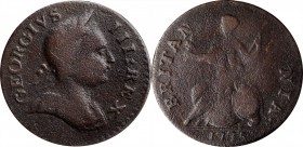 Machin's Mills Halfpenny

1775 Machin's Mills Halfpenny. Vlack 4-75A, W-7780. Rarity-4. GEORGIVS III, Group I. Very Fine, Porous.

114.6 grains.
...