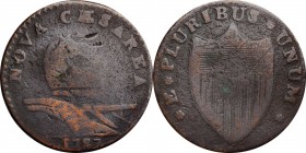 New Jersey Copper

1787 New Jersey Copper. Maris 33-U, W-5110. Rarity-4. Outlined Shield. Very Good, Environmental Damage.

135.50 grains.

PCGS...