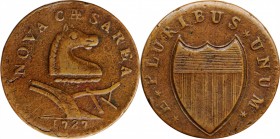 New Jersey Copper

1787 New Jersey Copper. Maris 48-g, W-5275. Rarity-1. Outlined Shield. Choice Very Fine.

143.4 grains.

PCGS# 503.

From t...