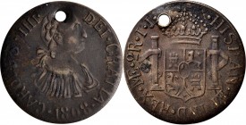 Circulating Contemporary Counterfeit World Coins

1808 Contemporary Counterfeit Lima, Peru Mint Spanish Colonial 2 Reales. Die Struck. Extremely Fin...