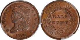Classic Head Half Cent

1829 Classic Head Half Cent. C-1, the only known dies. Rarity-1. MS-61 BN (PCGS).

PCGS# 1153.

Estimate: $ 200