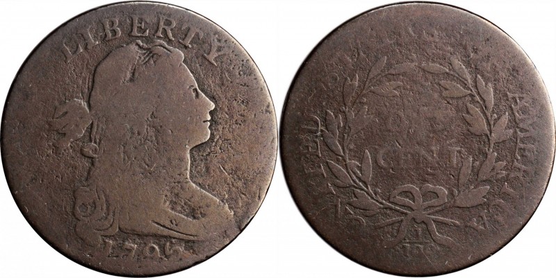 Draped Bust Cent

1796 Draped Bust Cent. S-116. Rarity-5-. Reverse of 1795. Go...