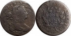 Draped Bust Cent

1796 Draped Bust Cent. NC-3. Rarity-6. Reverse of 1797. VG-8, Porous.

A presentable example of this rare NC. Surfaces are granu...