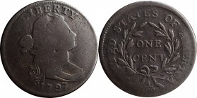 Draped Bust Cent

1797 Draped Bust Cent. S-120B. Rarity-2. Reverse of 1795, Gripped Edge. Good-6.

Excellent surface quality without any roughness...