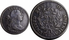 Draped Bust Cent

1797 Draped Bust Cent. S-124. Rarity-5+. Reverse of 1797, Stems to Wreath. VF-20, Corroded, Burnished.

A well-pedigreed example...