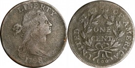 Draped Bust Cent

1798 Draped Bust Cent. S-146. Rarity-5-. Style I Hair. Fine-12, Porous.

Evenly granular steel-brown surfaces. There are a coupl...