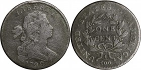 Draped Bust Cent

1798 Draped Bust Cent. S-165. Rarity-4. Style II Hair. Fine-12.

Granular greenish-dark olive and steel surfaces with a few scra...
