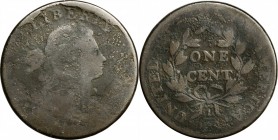 Draped Bust Cent

1798 Draped Bust Cent. S-173. Rarity-3. Style II Hair. AG-3, Corrosion.

Very rare die state with two cuds over LI and ERTY. Des...