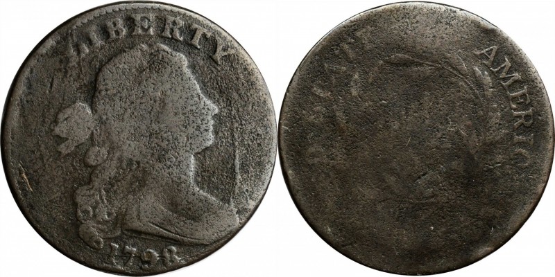 Draped Bust Cent

1798 Draped Bust Cent. S-178. Rarity-5+. Reverse of 1795. Go...