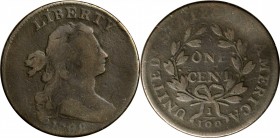 Draped Bust Cent

1798 Draped Bust Cent. S-183. Rarity-5. Style II Hair. Good-6.

A tad microgranular, but quite nice for this challenging variety...