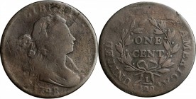 Draped Bust Cent

1798 Draped Bust Cent. S-185. Rarity-2. Style II Hair. Good-6.

Lightly cleaned, a few patches of light porosity, overall accept...