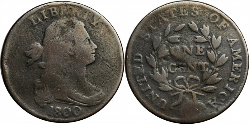 Draped Bust Cent

1800/1798 Draped Bust Cent. S-191. Rarity-3. Style I Hair. G...