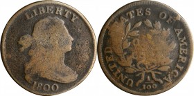Draped Bust Cent

1800 Draped Bust Cent. S-199. Rarity-4. Good-6, Porous, Scratches.

Pleasing medium brown and tan color. Just lightly porous and...
