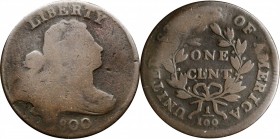 Draped Bust Cent

1800 Draped Bust Cent. S-202. Rarity-4+. Good-6.

Smooth, pleasing medium brown surfaces. The obverse is nearly choice while the...