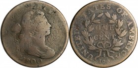 Draped Bust Cent

1800 Draped Bust Cent. S-204. Rarity-4. Good-4, Cleaned.

Reasonably smooth light olive, mostly re-toned from an old cleaning. M...