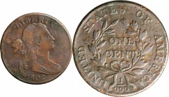 Draped Bust Cent

1802 Draped Bust Cent. S-228. Rarity-2. Fraction 1/000. VF-20, Pitting.

Steel-brown with brick-red corrosion scattered across e...