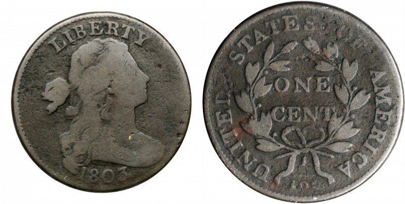 Draped Bust Cent

1803 Draped Bust Cent. S-246. Rarity-3. Small Date, Small Fr...