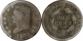 Classic Head Cent

1808 Classic Head Cent. S-279. Rarity-1. AG-3, Porous.

A fuzzy low-grade example, but the date is visible and the dies attribu...
