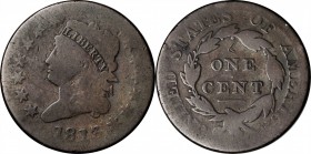 Classic Head Cent

1813 Classic Head Cent. S-293. Rarity-2. Good-4, Scratches.

Light obverse scratches and shorter, stronger scratch above ONE. O...