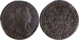 Draped Bust Cent

1798 Draped Bust Cent. S-185. Rarity-2. Style II Hair. VG-10 (PCGS).

PCGS# 1434.

Collector envelope with attribution notatio...