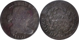 Draped Bust Cent

1801 Draped Bust Cent. S-219. Rarity-2. 3 Errors Reverse. VG-8 (PCGS).

PCGS# 1461. NGC ID: 224C.

Acquired at the May 2011 EA...
