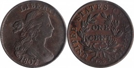 Draped Bust Cent

1807/6 Draped Bust Cent. S-273. Rarity-1. Large 7, Pointed 1. VF-30 (PCGS).

PCGS# 1528.

Estimate: $ 600