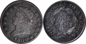 Classic Head Cent

1809 Classic Head Cent. S-280, the only known dies. Rarity-2. VG-10 (PCGS).

PCGS# 1546.

From our sale of the Jarapendo Coll...