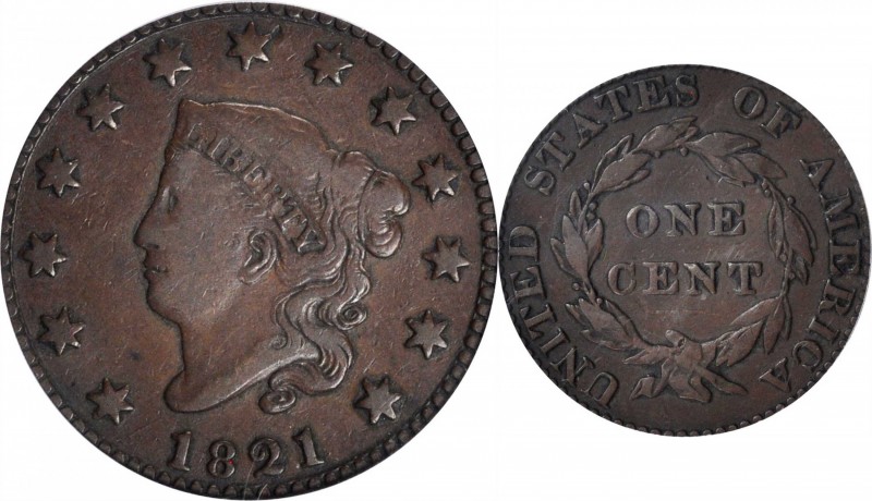 Matron Head Cent

1821 Matron Head Cent. N-2. Rarity-1. Fine-15 (PCGS).

PCG...
