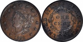 Matron Head Cent

1822 Matron Head Cent. N-1. Rarity-3. AU-53 BN (NGC).

PCGS# 36712. NGC ID: 2259.

Ex George Ramont, August 30, 1976; Jules Re...