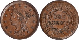 Braided Hair Cent

1851 Braided Hair Cent. N-10. Rarity-1. AU-58 (PCGS).

PCGS# 1892. NGC ID: 226H.

Acquired from Teletrade, November 2008.

...