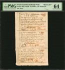 Colonial Notes

Uncut Sheet of (3) NC-136a-137-135. North Carolina. December, 1771. 2 Shilling, 6 Pence-5 Shilling-1 Shilling. PMG Choice Uncirculat...