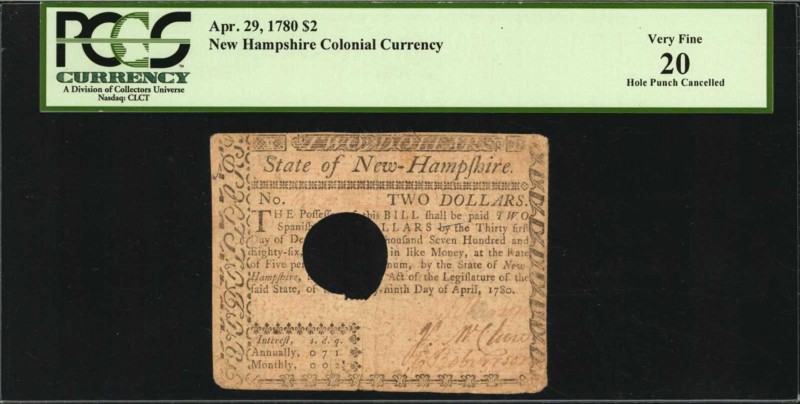 Colonial Notes

NH-180. New Hampshire. April 29, 1780. $2. PCGS Currency Very ...