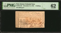 Colonial Notes

NJ-152. New Jersey. December 31, 1763. 1 Shilling. PMG Uncirculated 62.

No.5676. Signed by Johnston, Smith and Smith. Crisp paper...
