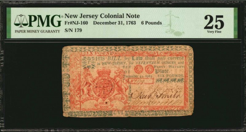 Colonial Notes

NJ-160. New Jersey. December 31, 1763. 6 Pounds. PMG Very Fine...
