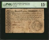 Colonial Notes

SC-101. South Carolina. June 1, 1775. 50 Pound. PMG Choice Fine 15 Net. Tape Repairs.

No.5249. No. 5516. Signed by Berwick, Warin...
