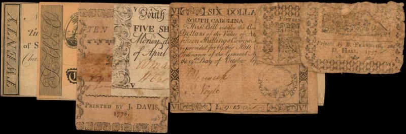 Colonial Notes

Lot of (6) SC-132, SC-147, NC-177b, PA-83 & SC Obsolete Notes....
