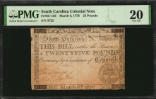 Colonial Notes

SC-126. South Carolina. March 6, 1776. 25 Pounds. PMG Very Fine 20.

No.3722. Three signatures. Flourishing tree and fallen tree i...