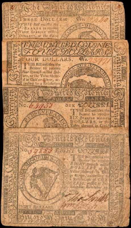Continental Currency

Lot of (4) CC-4, CC-18, CC-25 & CC-28. Continental Curre...